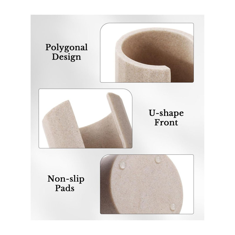 Beige Resin Bathroom Cup Dispenser