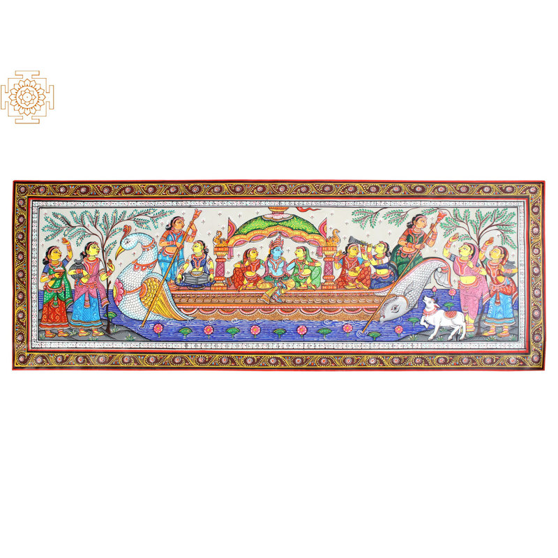 Nauka Vihar | Peinture Odisha | Paata, peinture sur soie Tussar