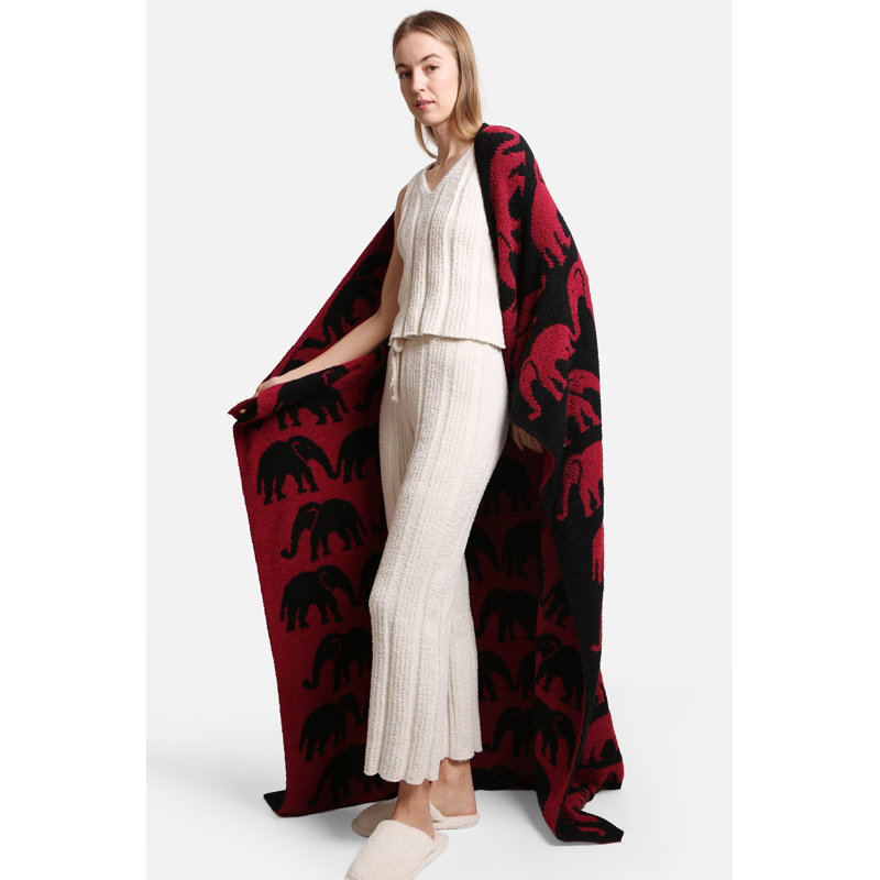 Jeté de luxe à motif éléphant , Rouge