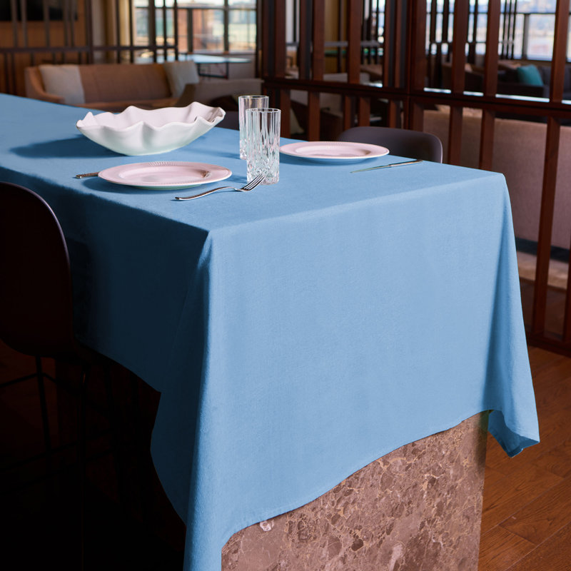 Charleston Woven Cotton Rich Tablecloth  52"x70" In Water Blue, 70" L x 52" W, Light Blue