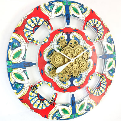 Horloge murale surdimensionnée de 36 po pour le salon avec de vrais engrenages en mouvement style italien