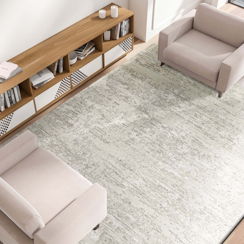Tapis ivoire noué à la main de haute qualité, Rectangle 4 pi x 6 pi