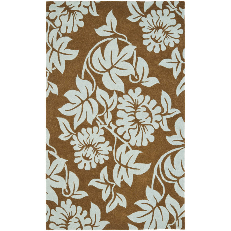 Candelo Hand Tufted Wool And Viscose Floral Rug, Rectangle 3'6" x 5'6"
