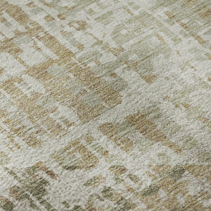 Premium Machine Washable Mayfield AMF2116 Geometric Rug, Fern, 2'6" x 3'10"