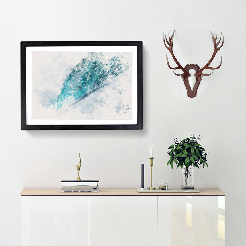 Curve of the Ocean Wave - Picture Frame Painting Print, 45cm H x 63cm W x 2cm D, Black Framed