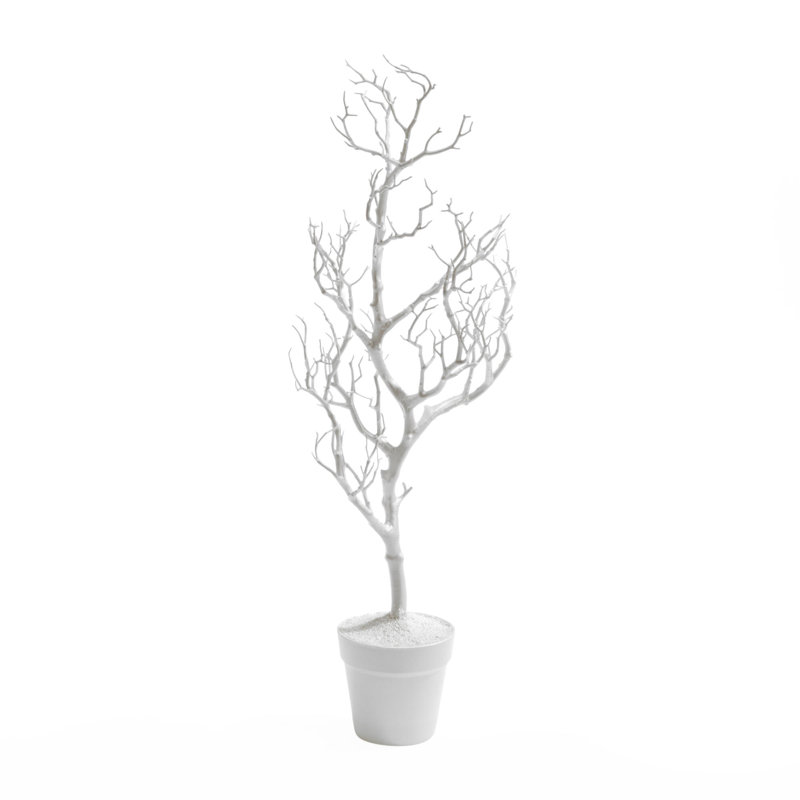 11'' Artificial Tree in Pot, White, Cream