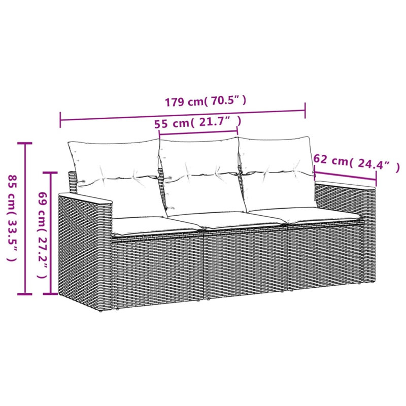 Ensemble de canapé de jardin Vidaxl noir et blanc crème