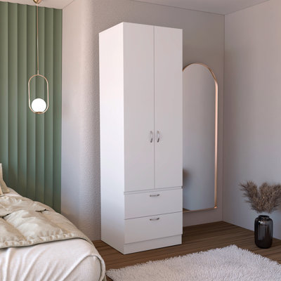 Armoire penderie H 76 po, 2 tiroirs, 1 tablette Armoire