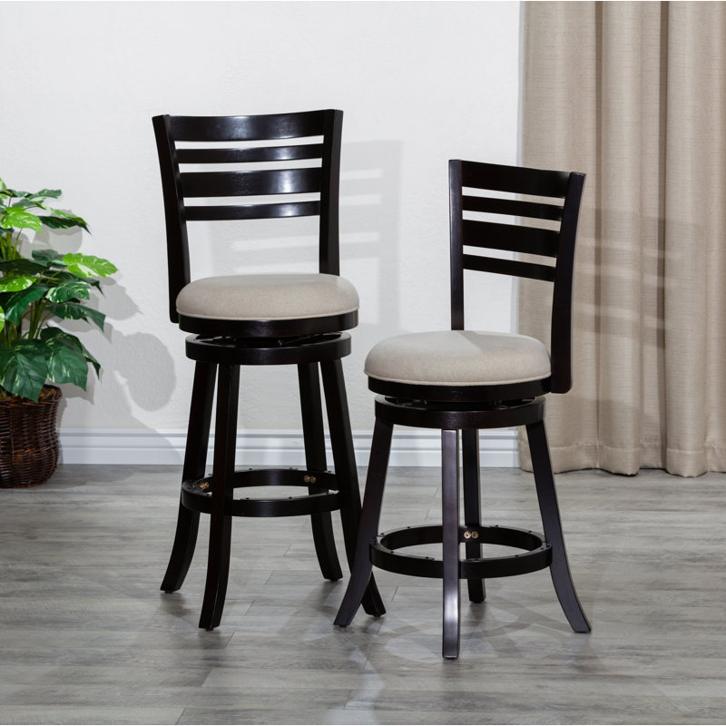 Tabouret pivotant à lattes de 30 po de hauteur de bar, Beige, Noir