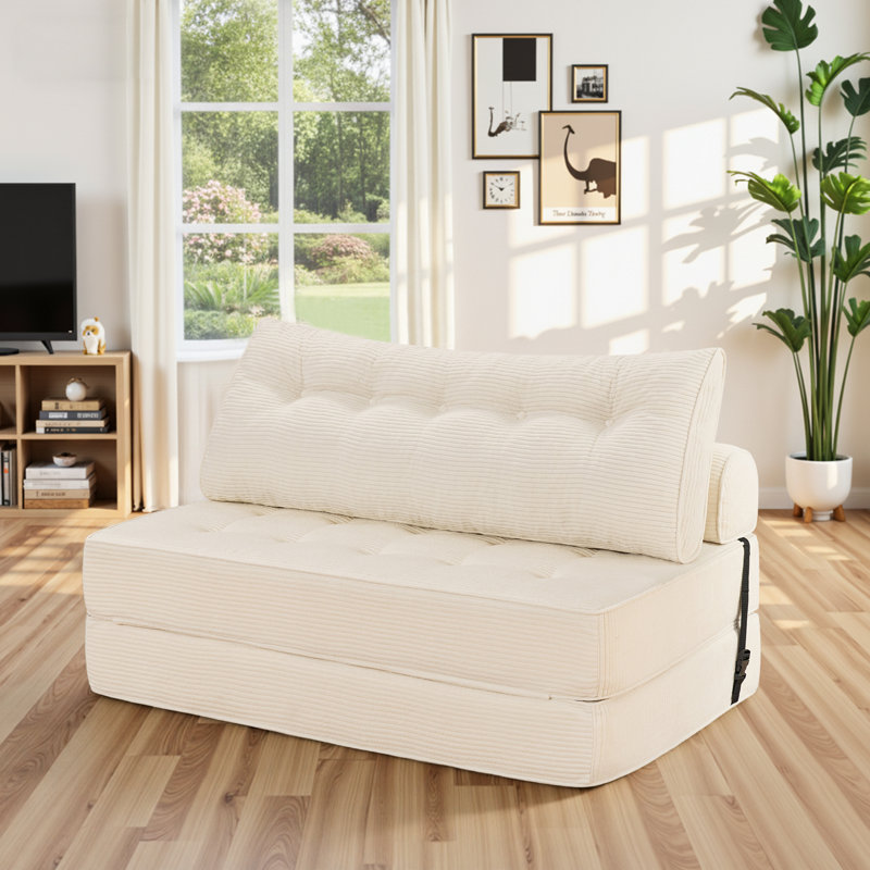 Canapé-lit Boneless, canapé-lit 3 en 1, 2, H 33,2 po x l 51,18 po x P 31,5 po, Blanc