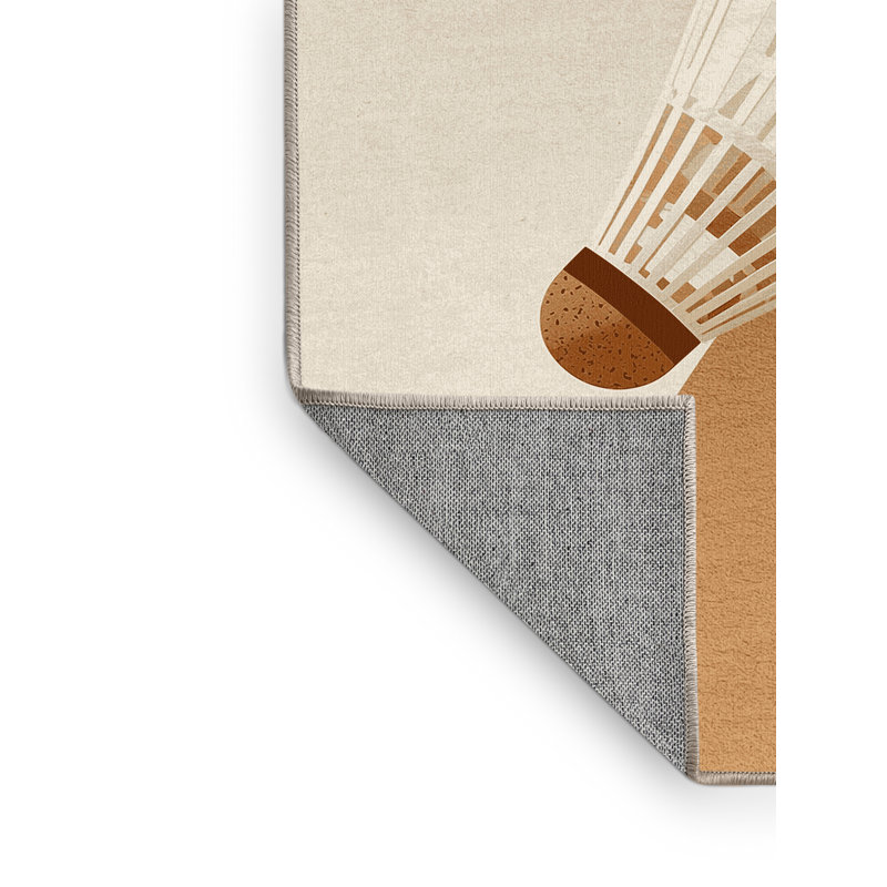 Tapis olympique minimaliste beige en badminton hambrook lavable à la machine - Reliure beige, 2 x 5