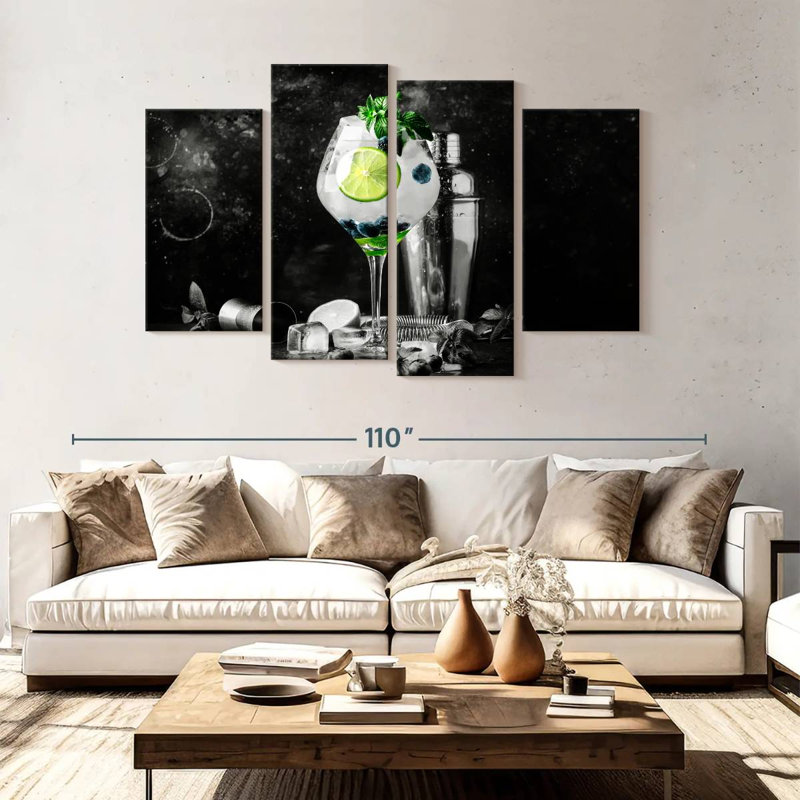 Yarlin, citron, bleuets et cocktails, H 54 po x l 84 po