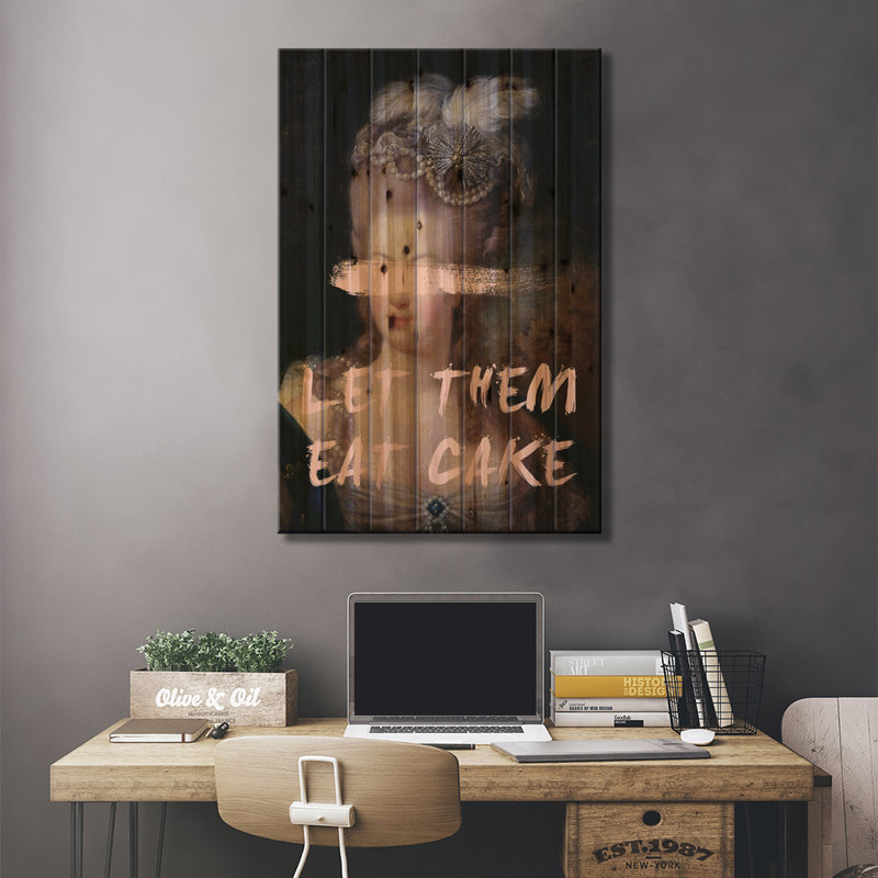 «Marie Antoinette Al commode V sur bois» par Grace, impression numérique, H 26 po x l 18 po x P 1,5 po