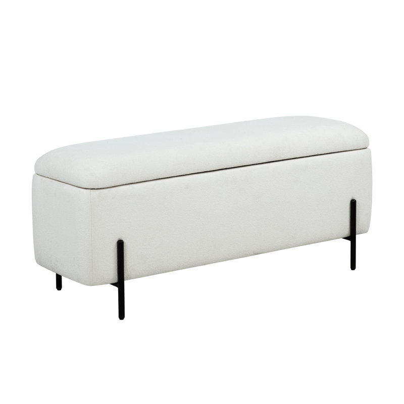 Banc de rangement rembourré MacLaren, Crème, crème