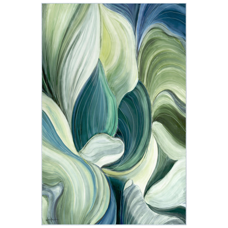 Tapis lavable Waves of Leaves taille 5 pi x 8 pi, douceur céleste avec envers antidérapant, Rectangle 5 pi x 7 pi 6 po