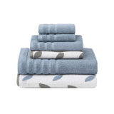 Modern Threads 6 Piece Set, 2 Bath Towels, 2 Hand Towels, 2 Washcloths Yarn Dyed Jacquard/Solid Towel Sets Organic Vines