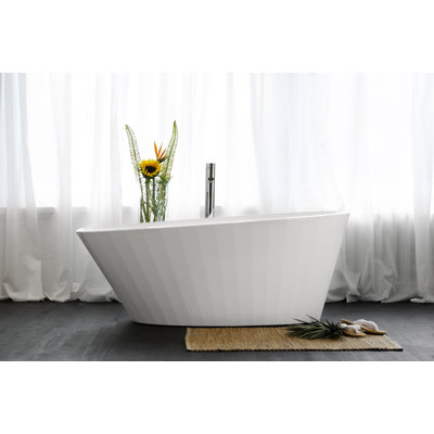Couture 65.5'' x 33.75'' Freestanding Soaking Solid Surface Bathtub