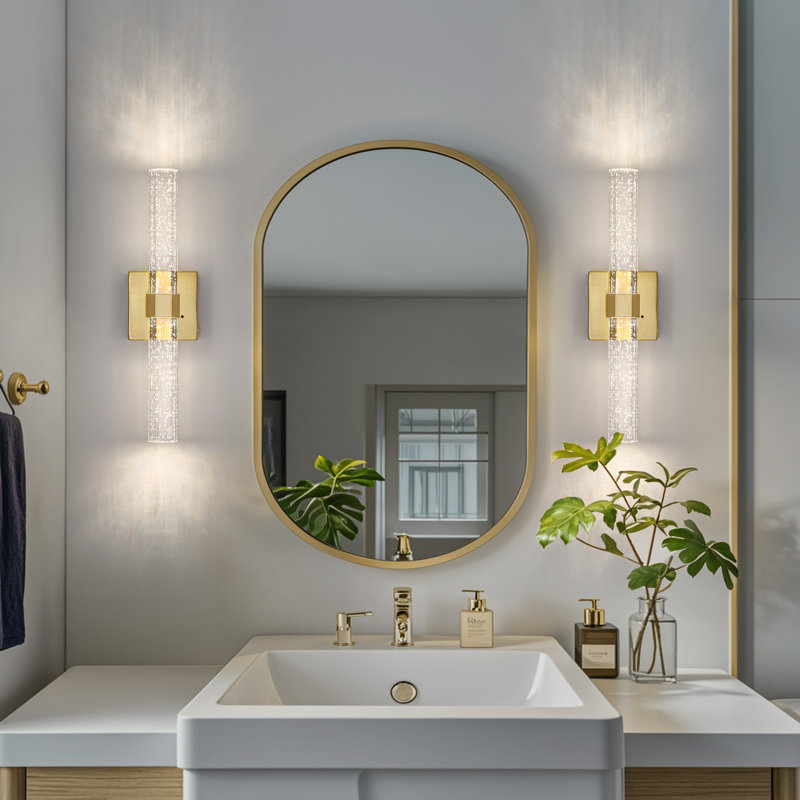 Rechargeable Led Crystal Wall Sconce With Remote Control Included, Gold