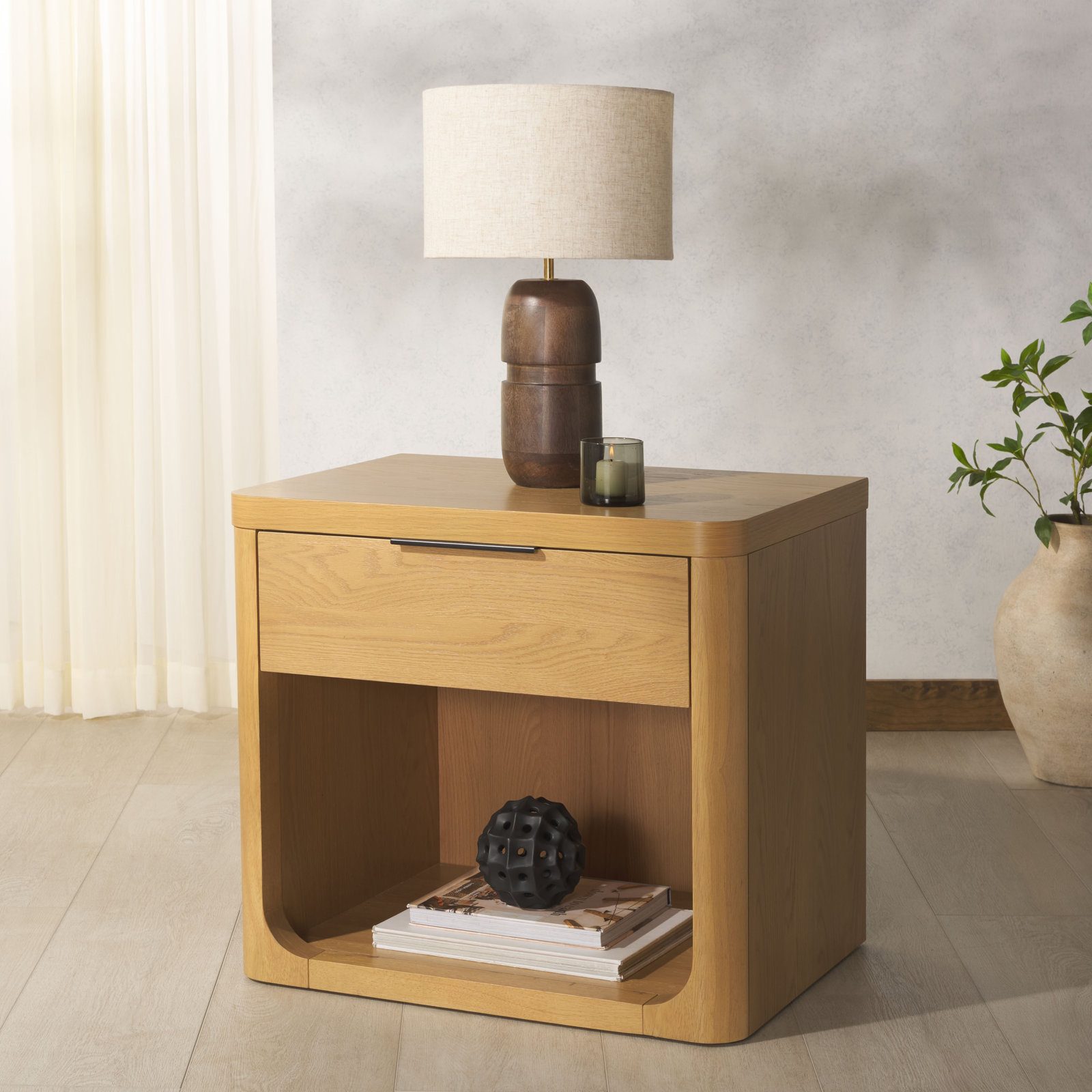 Altus 1-Drawer Nightstand, Natural