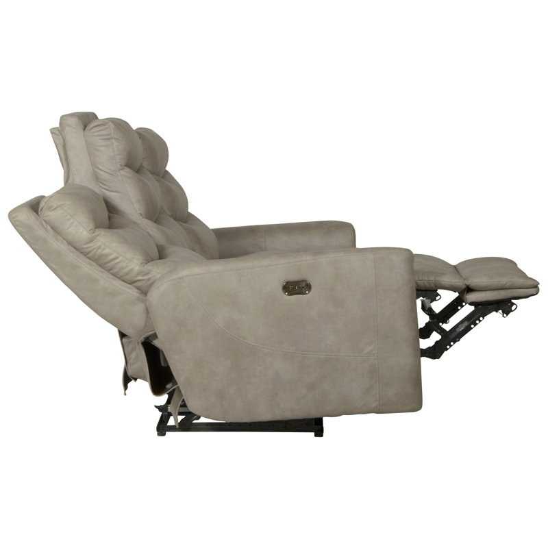 80" Round Arm Reclining Sofa, Power, Beige