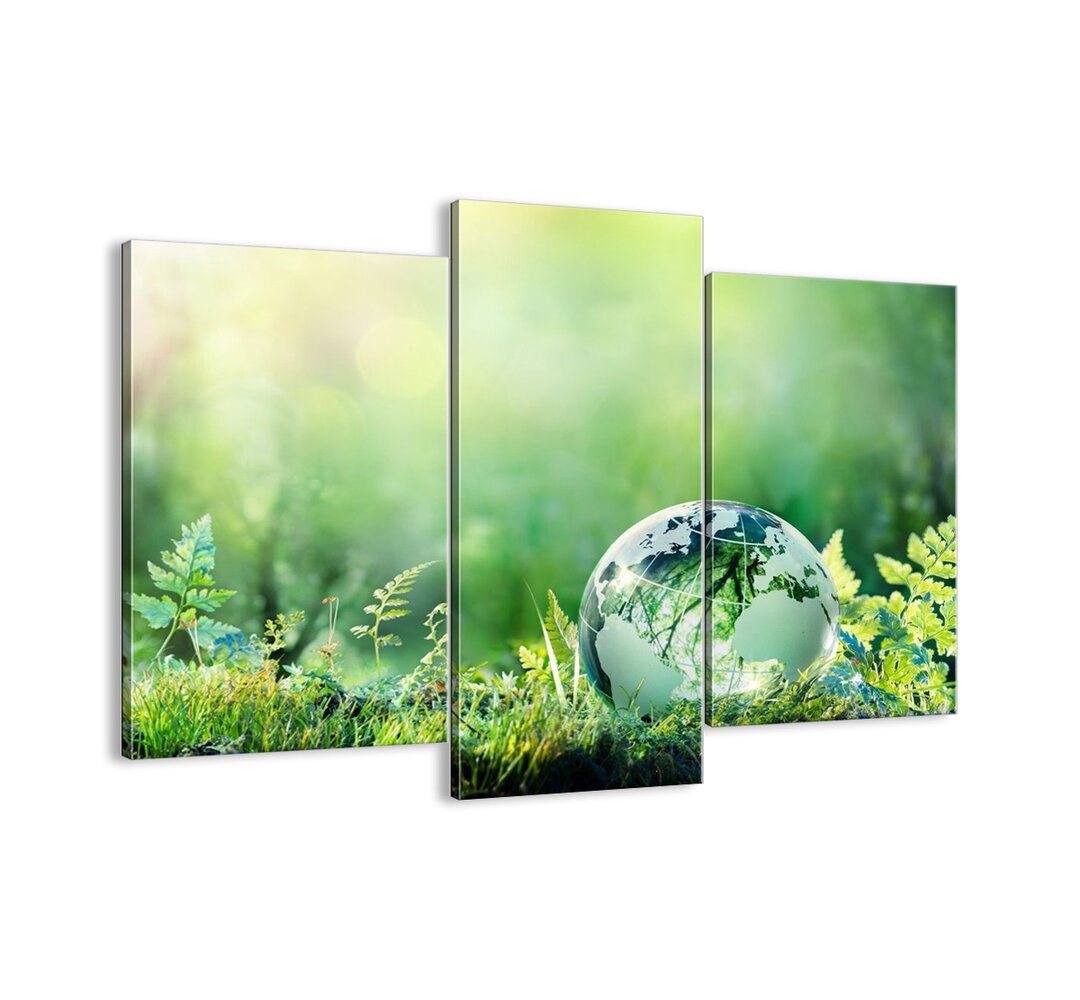 3-tlg. Leinwandbilder-Set - Grafikdruck „Green Planet”