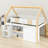 Functional Low Height Bed with Climbing Staircase, Enclosed Storage Units, Floating Shelves and Integrated Mood Lighting