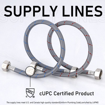 1/2 In. Compression X 1/2 In. Compression X 36 In. Braided Nylon Stainless Steel Faucet Supply Line (2 Pack)