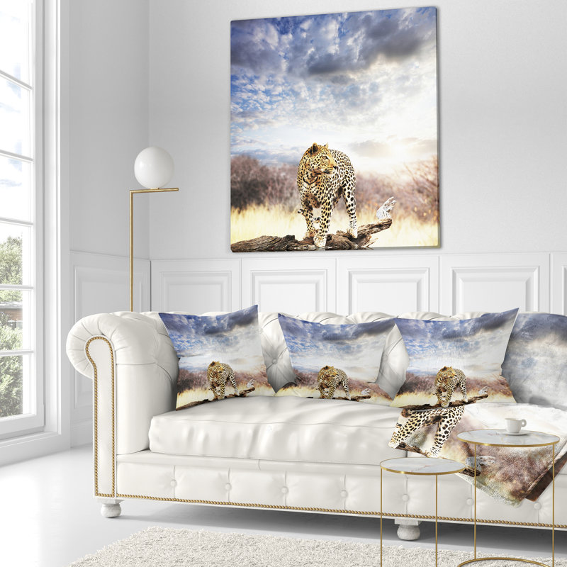 Oreiller en ciel africaine leopard, 16 po x 1 po, Coussin décoratif