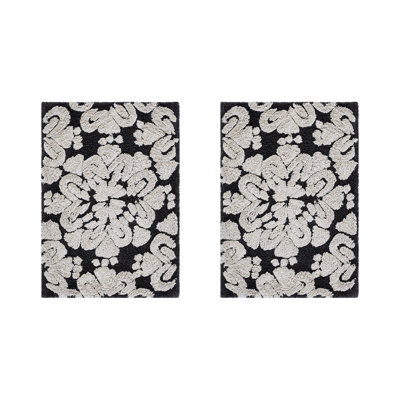 Chemash Premium 100% Cotton 1885 GSM 2-Piece Bath Rug Set, OEKO-TEX® Certified, Non-Slip Spray Latex Backing, Plush Tufted Bath Mats for Sink, Vanity & Powder Room, Super Absorbent, Machine Washable, Charcoal