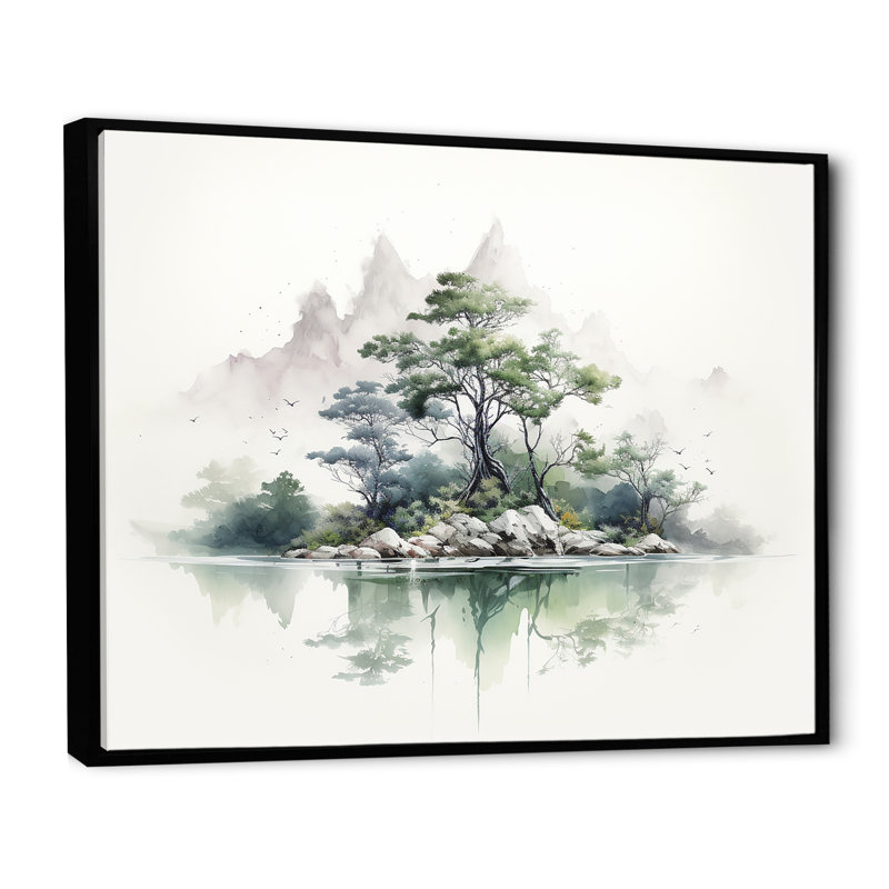 «Nature Scenery Minimalisme Moments», reproduction sur toile, Cadre flottant noir, H 16 po x l 32 po x P 1 po