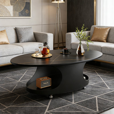 Table basse ovale simple avec poulie