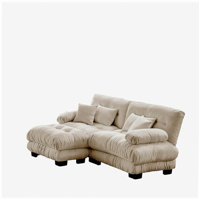 Canapé modulaire Cloud Couch pour le salon, canapé 2 places en chenille avec 2 coussins lombaires et 2 coussins décoratifs, canapé rembourré à accoudoirs larges avec repose-pieds convertible, café chenille clair