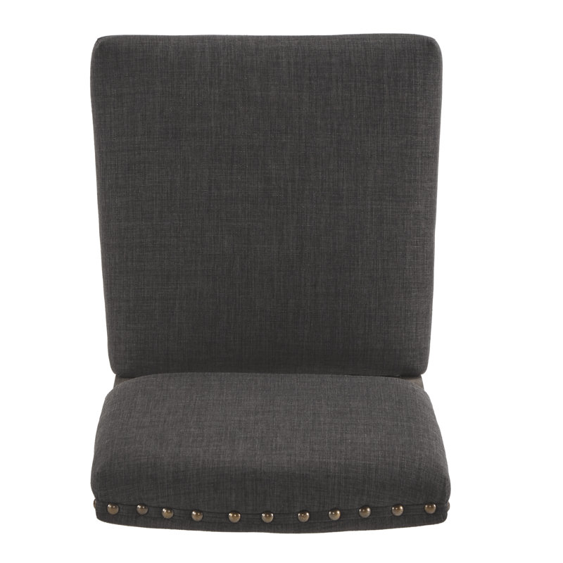 Aldrina 20.5'' H Linen Upholstered Side Chair, Dark Grey Linen, Antique Gray