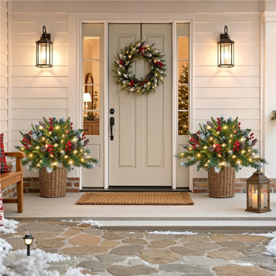 27.5″ Pre-Lit Outdoor Frosted Christmas Trees