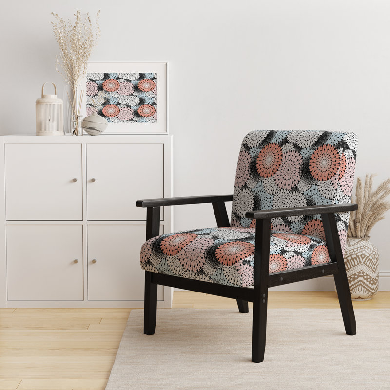 «Irfa - Retro Abstract Flower Design I - Fauteuil rembourré Mid-Century