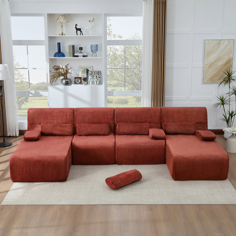 Canapé modulaire surdimensionné de 132,2 po, Rouge