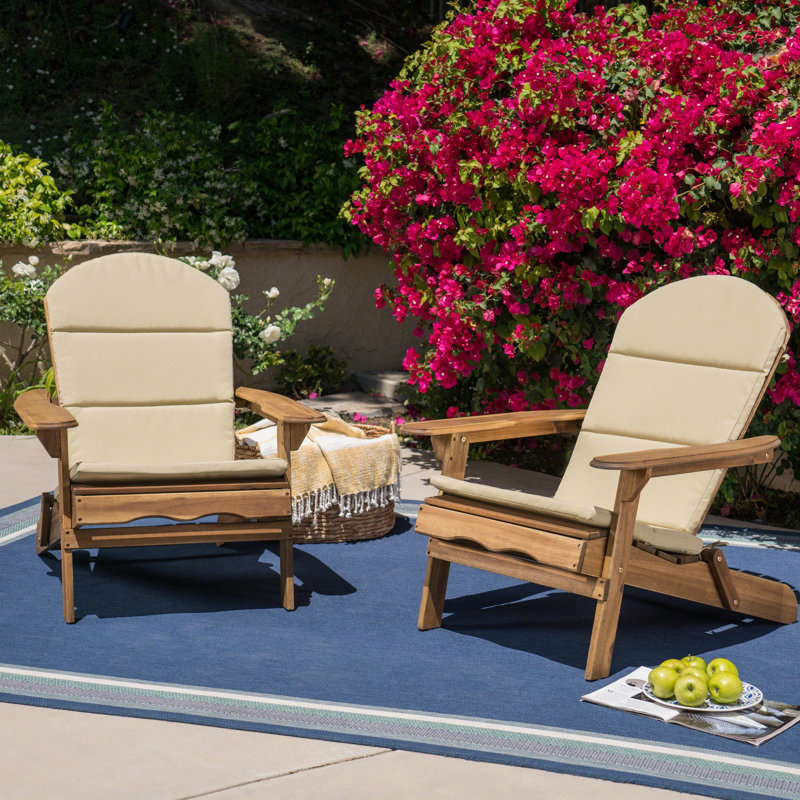 Chaise Adirondack pliante en bois massif Laffey, Naturel / kaki