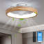 Ventilateur de plafond à finition bois 20 pouces avec éclairage à intensité variable 3000K-6500K à DEL OLONTIC, ventilateur réversible à 6 vitesses avec minuterie APP