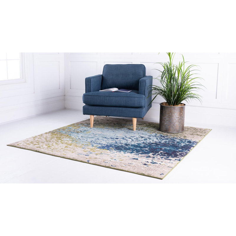 Rizer Washable Abstract Indoor Rug, Square 8'