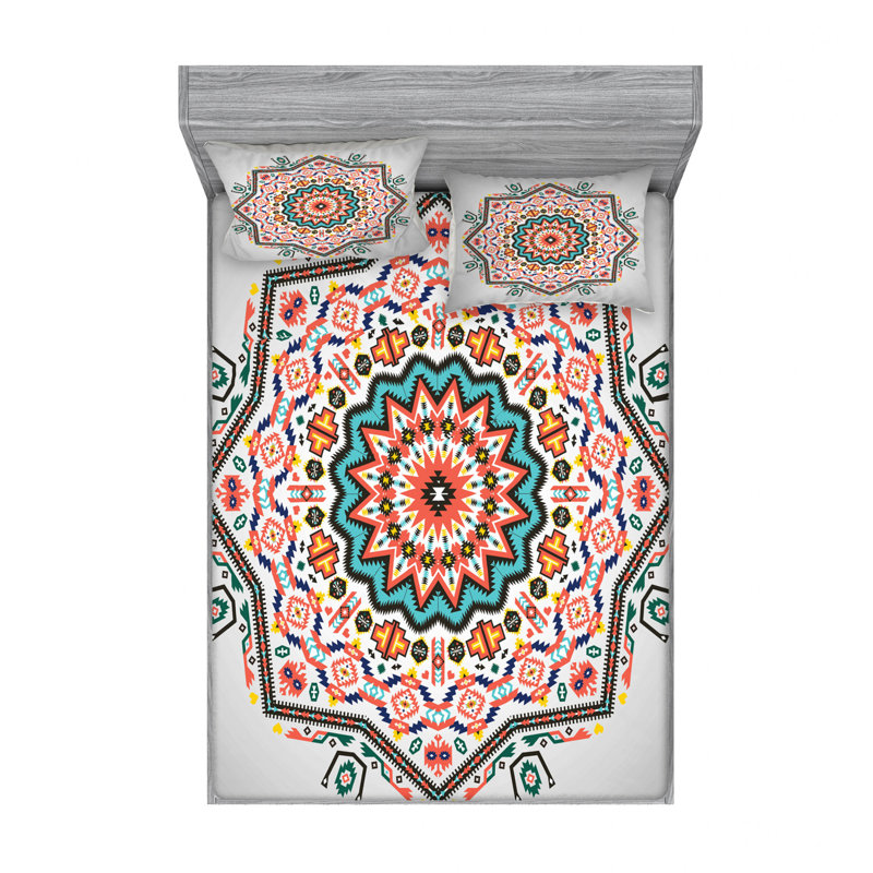 Drap-housse en microfibre, Damas, Ensemble de draps pour lit double avec 2 taies d'o