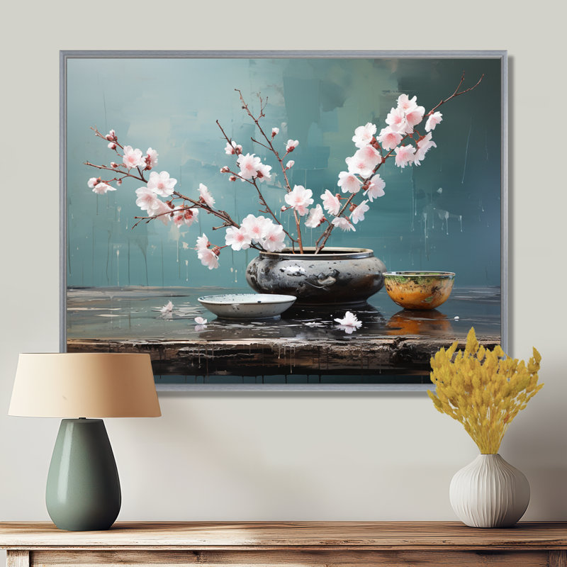 Art asiatique, jardin zen, art mural asiatique, H 30 po x l 40 po, Cadre photo argenté