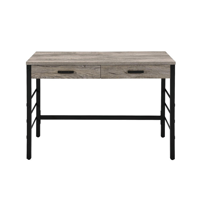 Disho  Light Weathered Oak & Black Finish Writing Desk W/USB