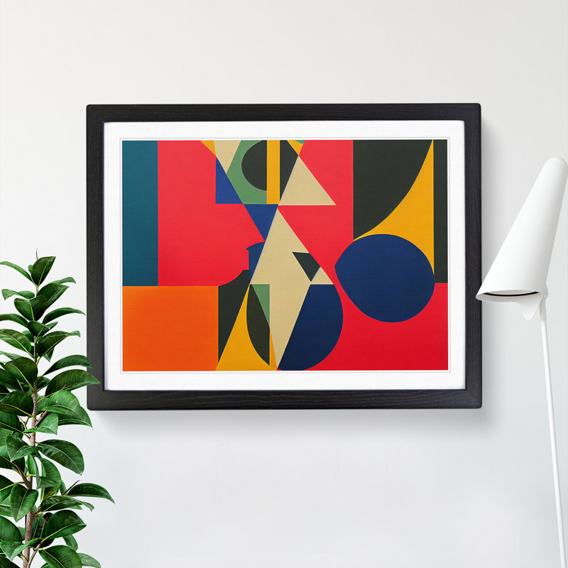 A Bright Modern Abstract Art - Single Picture Frame Painting, 46cm H x 64cm W x 2cm D, Black