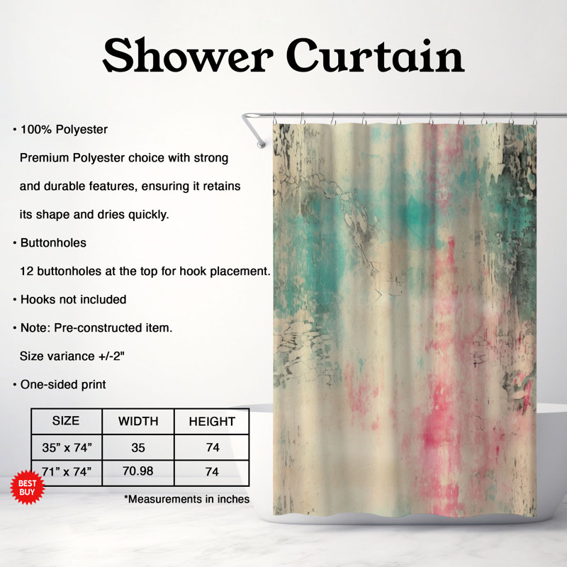 Rideau de douche Teal, H 74 po x l 71 po