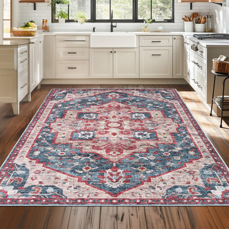 Kwan Oriental Cotton Machine Printed Area Rug, Rectangle 80 x 150 cm