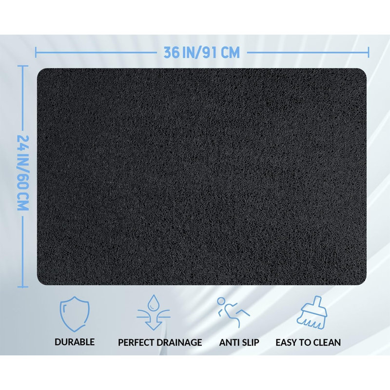 Tapis de douche antidérapant à séchage rapide avec grattoir pour les pieds, Noir