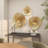 Gold Metal Floral Large 3D Home Wall Decor with Cutouts, Set of 3 29", 24", 18"H