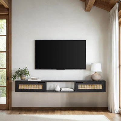 Petoskey Floating Wall Mounted TV Stand with 2-Dropdown Doors