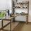 Bureau en bois massif en L noyer clair