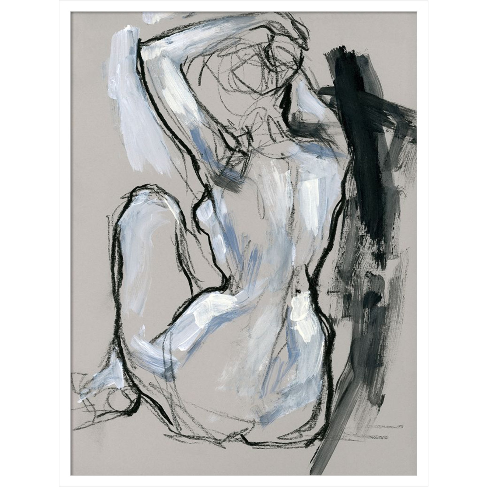 Onyx Gestures I Print, White, 33" H x 25" W